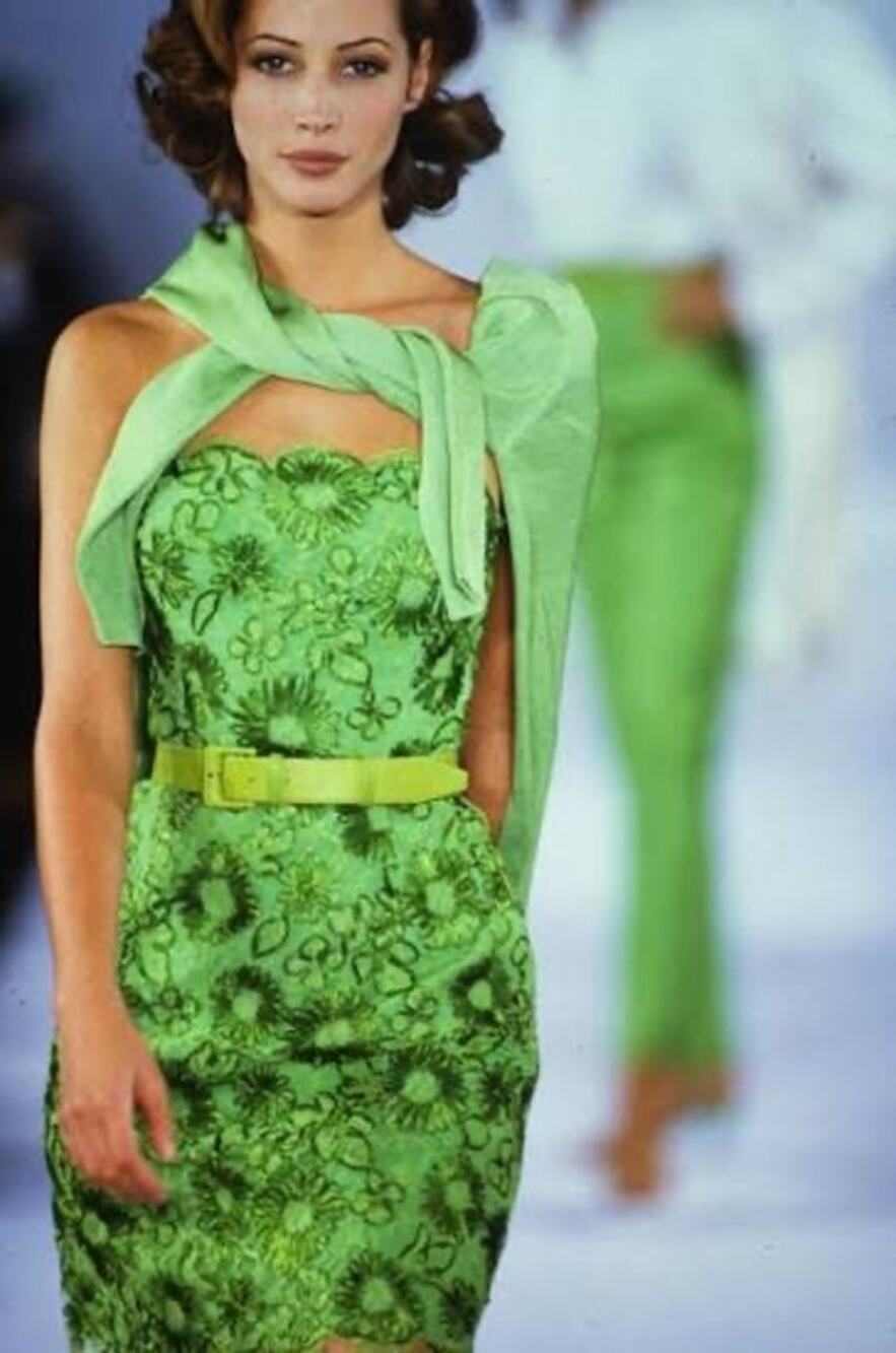 RUNWAY 1992 - Vintage Lime Green dress size M Michael Kors